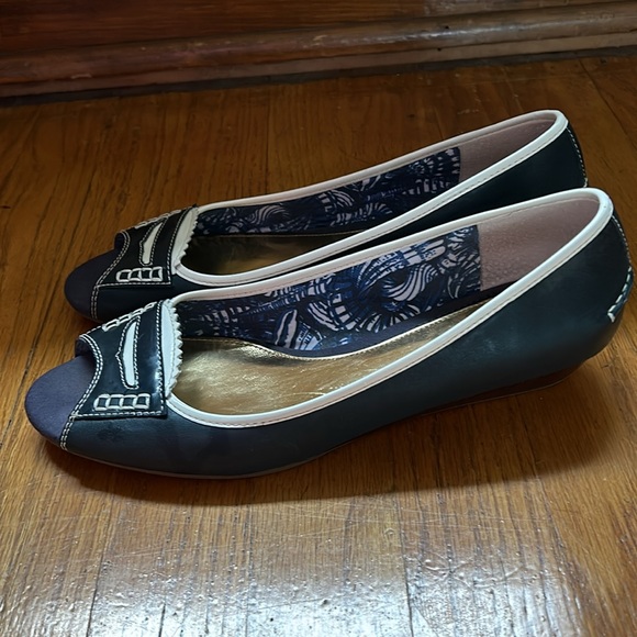 Sperry Topsider Blue Wedge Heel Shoe size 8 - Picture 2 of 6